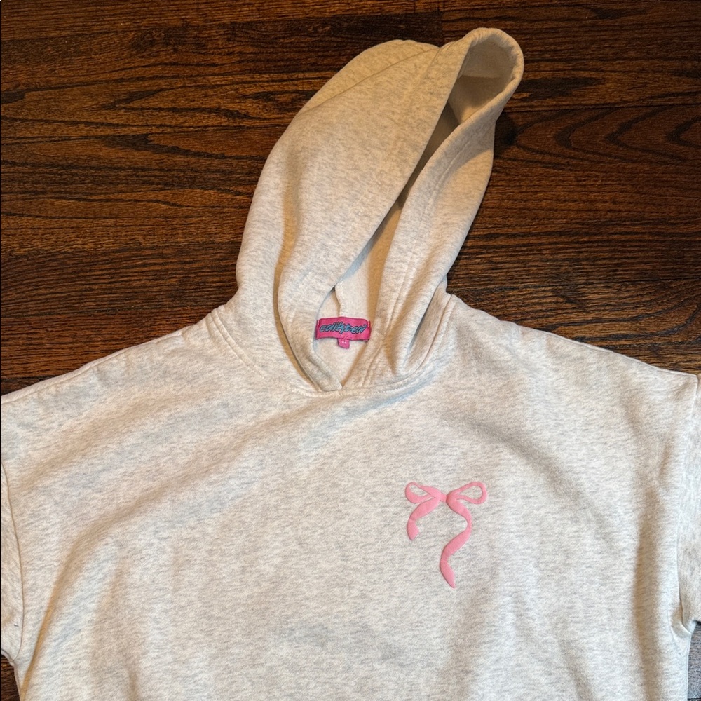 Edikted Gray Hoodie with Pink Ribbon size XS - Picture 4 of 11